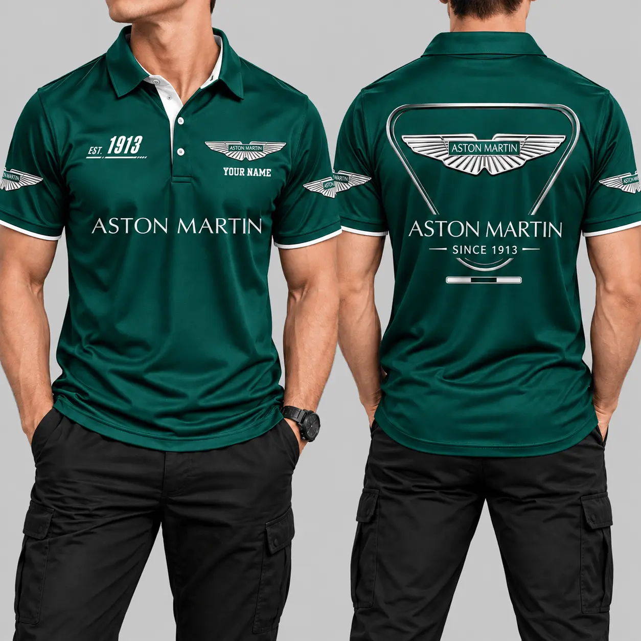 Aston Martin | Black Red Metallic Graphic Polo