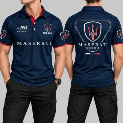 Maserati | Black Red Metallic Graphic Polo