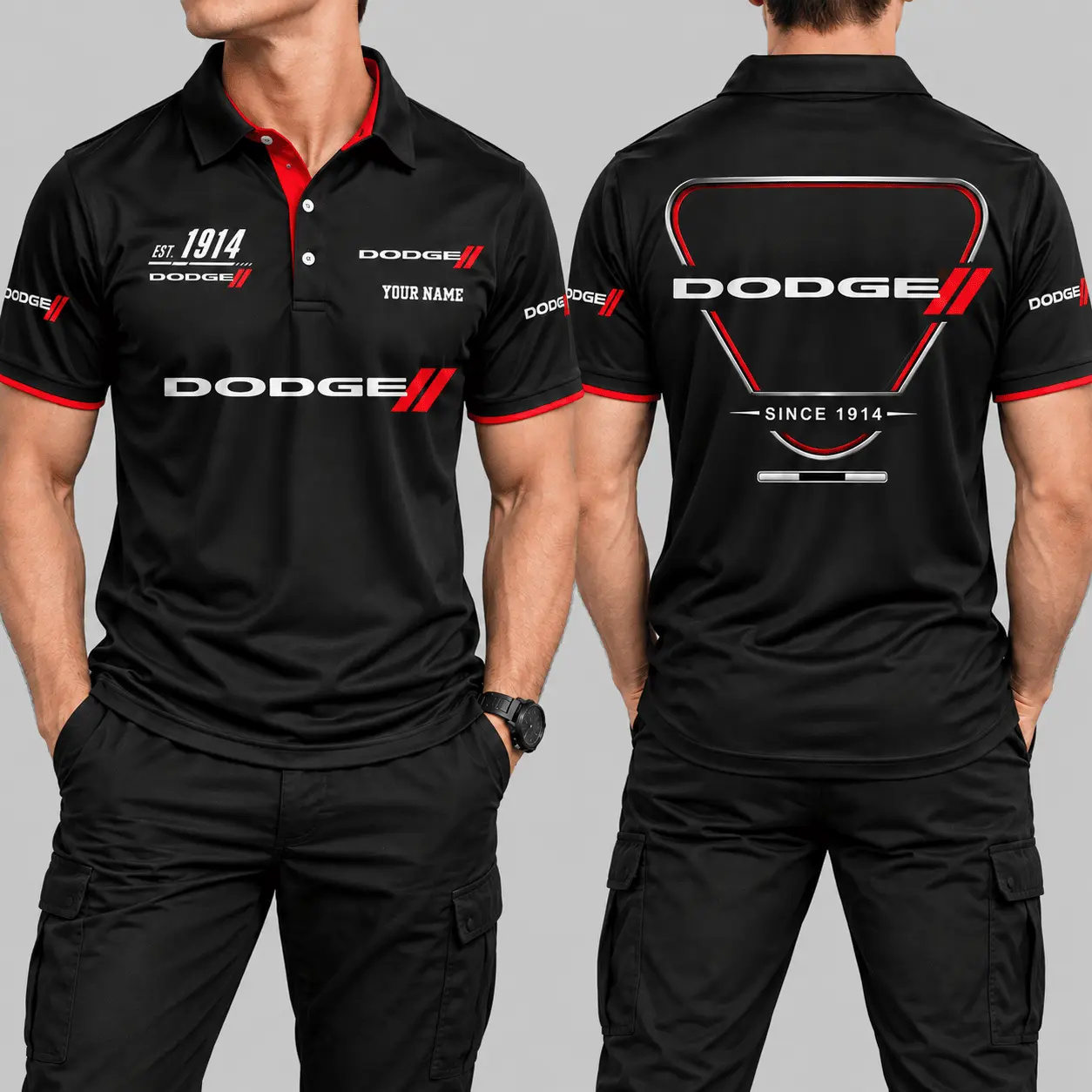 Dodge | Black Red Metallic Graphic Polo