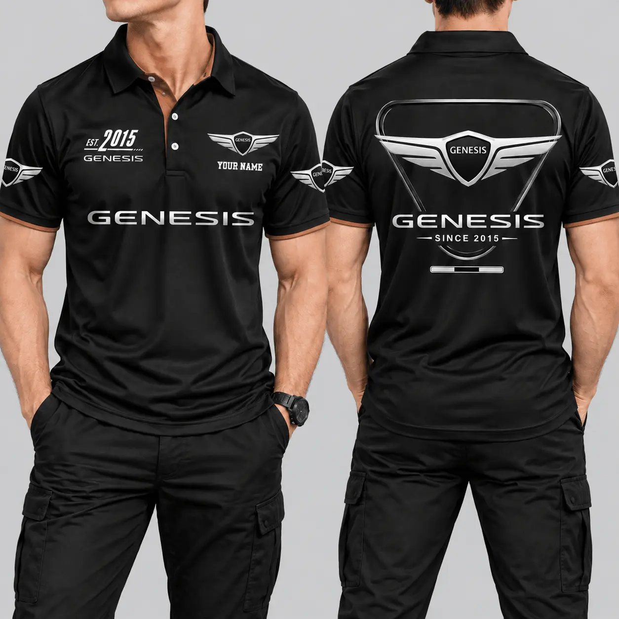 Genesis | Black Red Metallic Graphic Polo