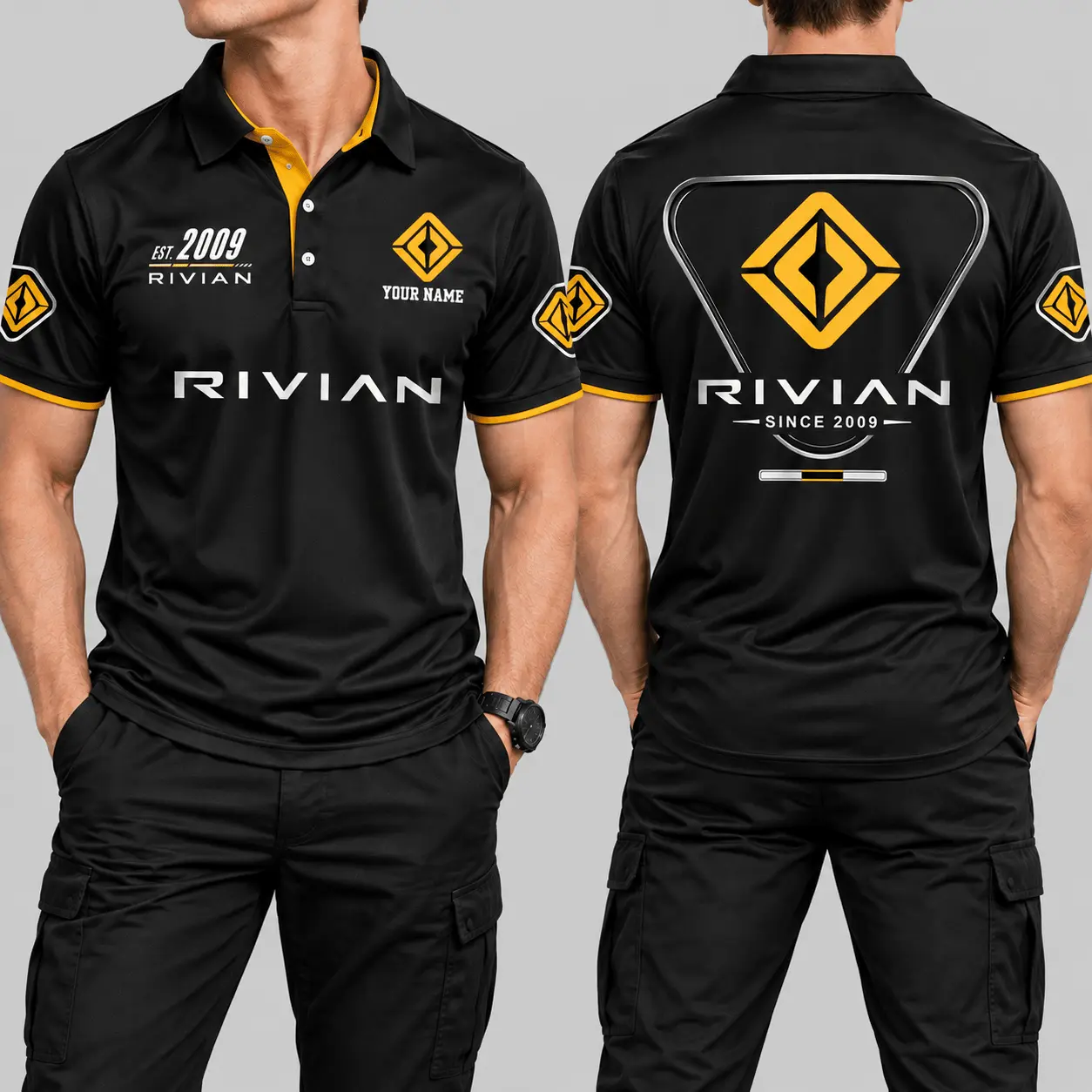 Rivian | Black Red Metallic Graphic Polo