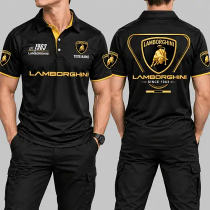Lamborghini | Black Red Metallic Graphic Polo