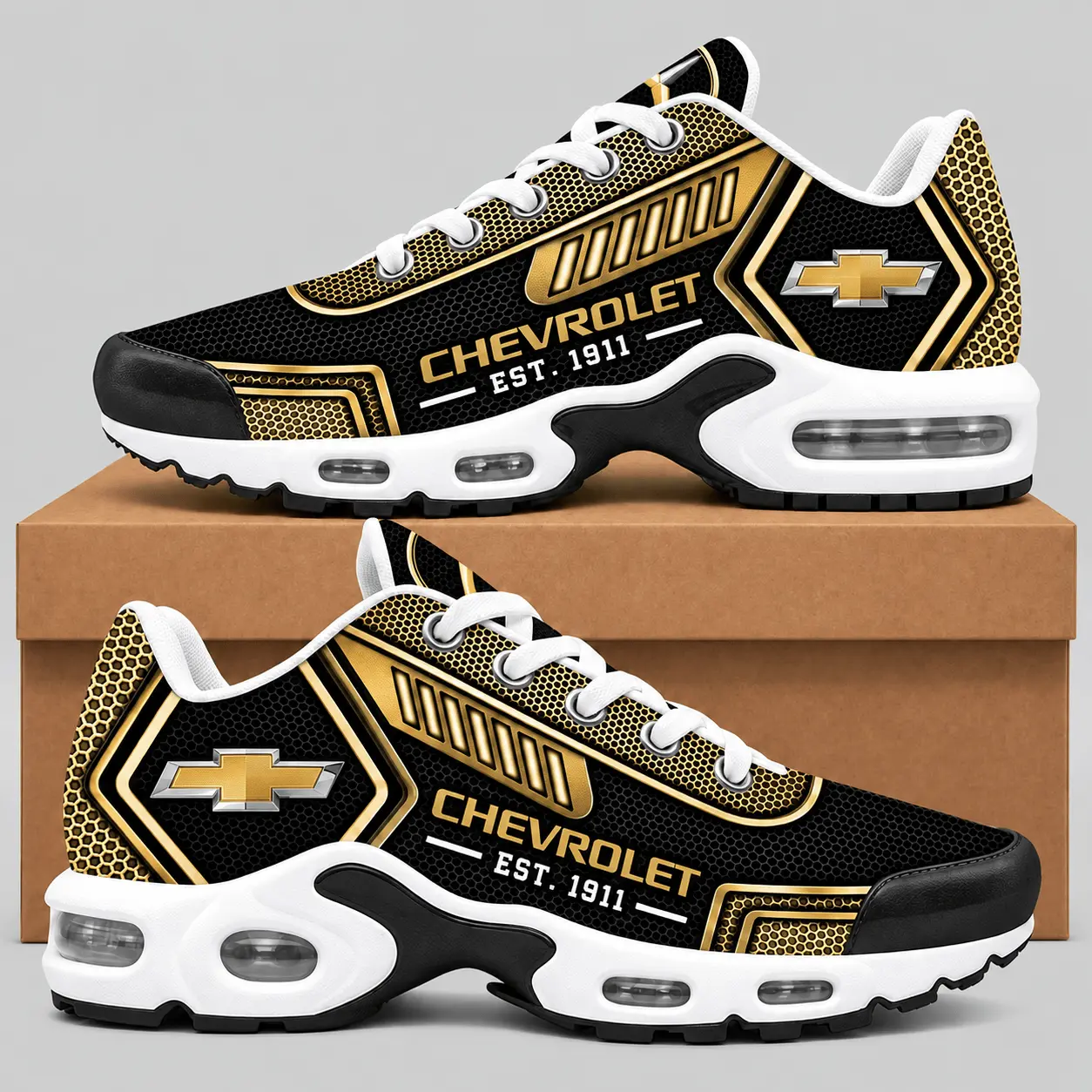 Chevrolet | Black Silver Honeycomb Air Max Shoes