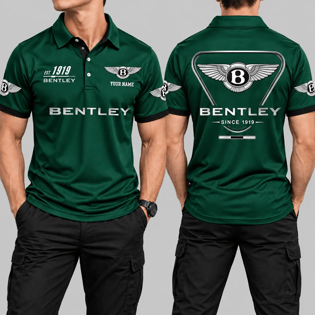 Bentley | Black Red Metallic Graphic Polo