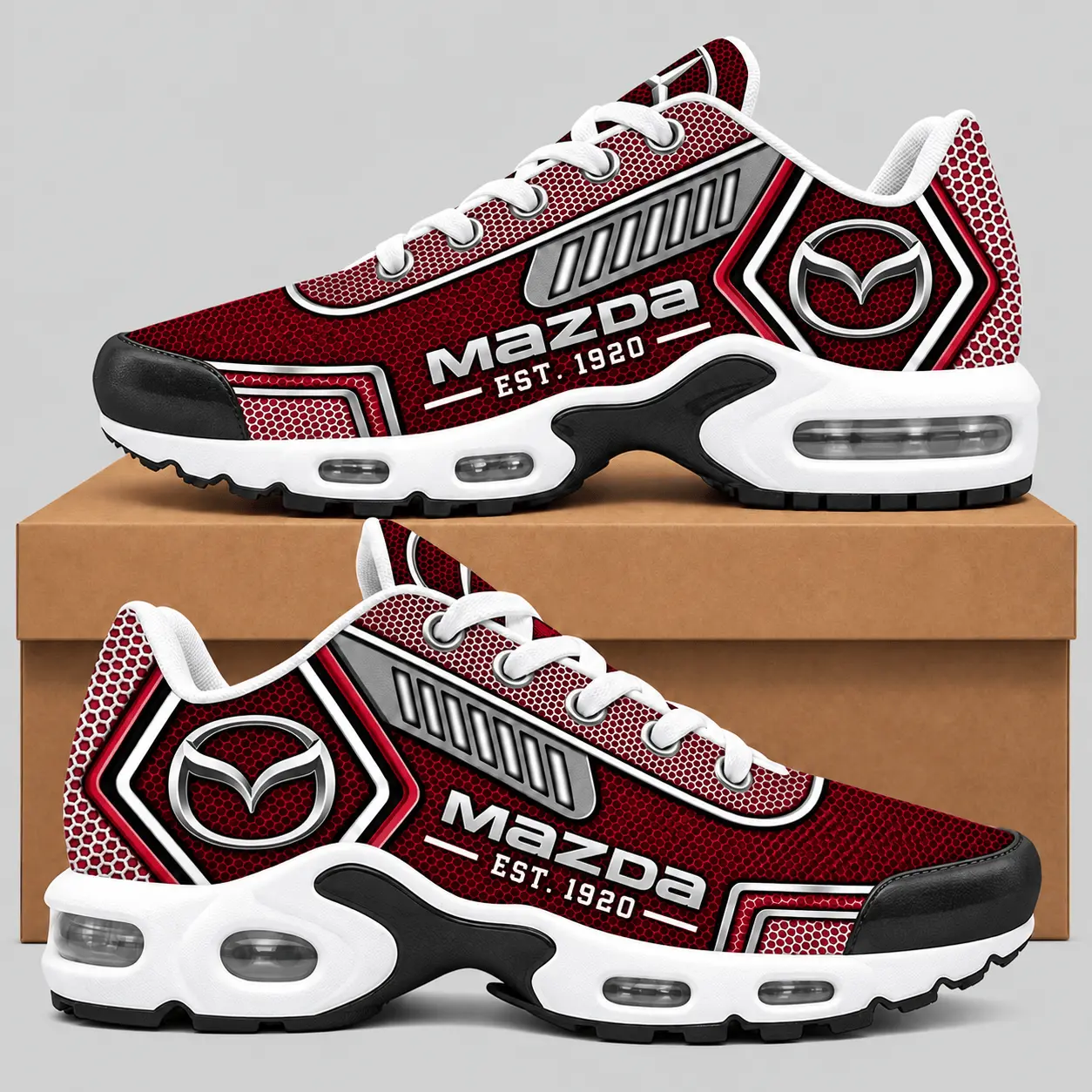 Mazda | Black Silver Honeycomb Air Max Shoes