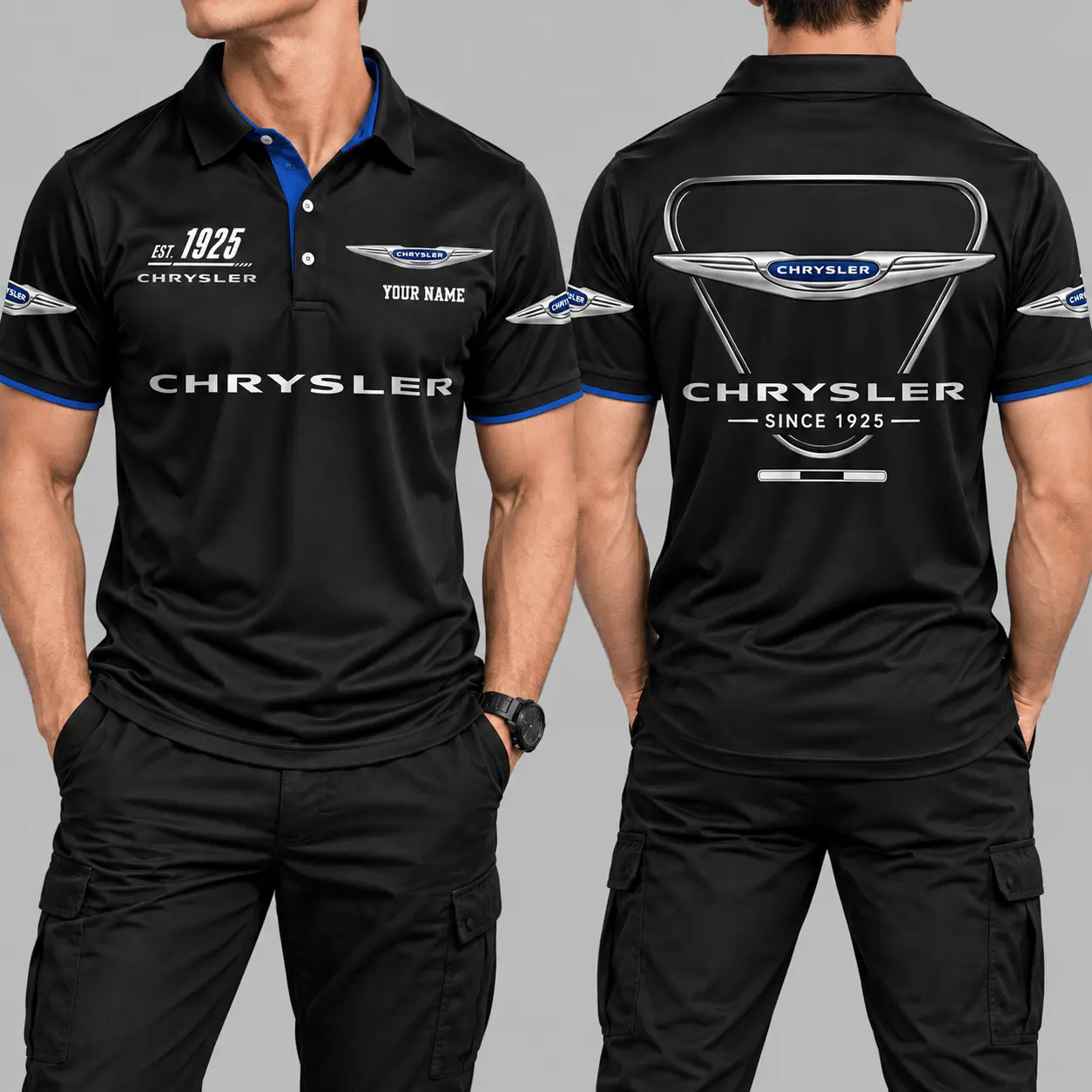Chrysler | Black Red Metallic Graphic Polo