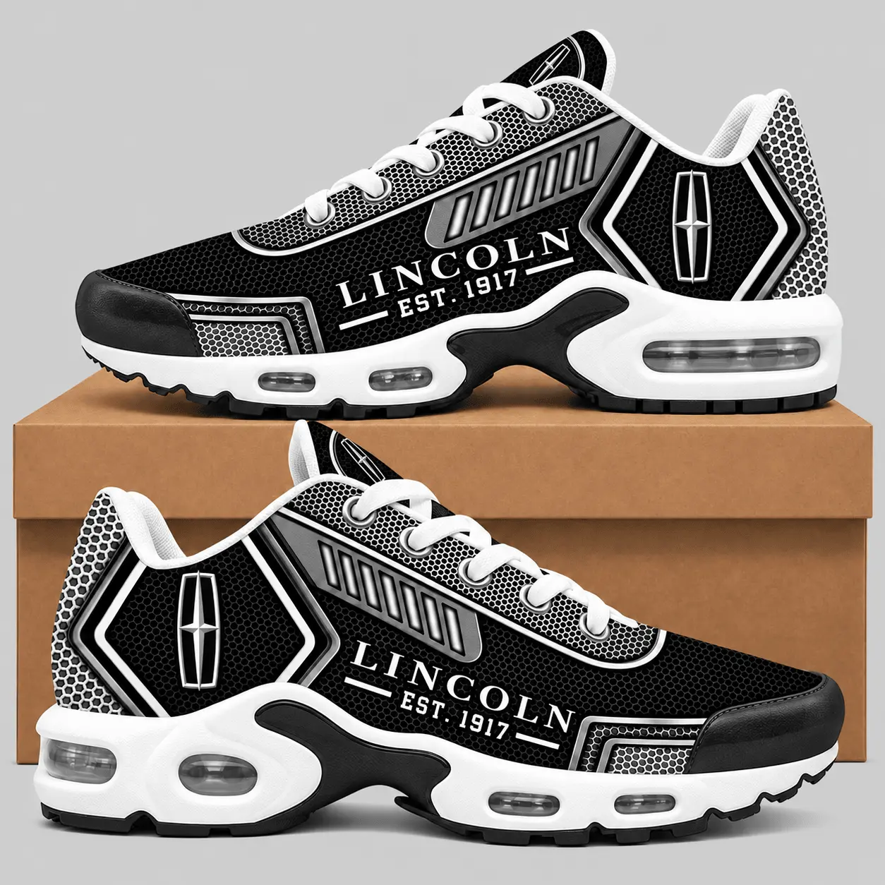 Lincoln | Black Silver Honeycomb Air Max Shoes