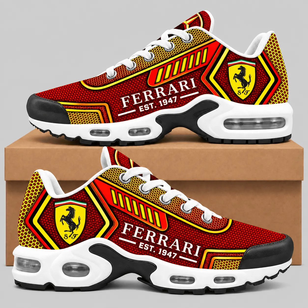 Ferrari | Black Silver Honeycomb Air Max Shoes