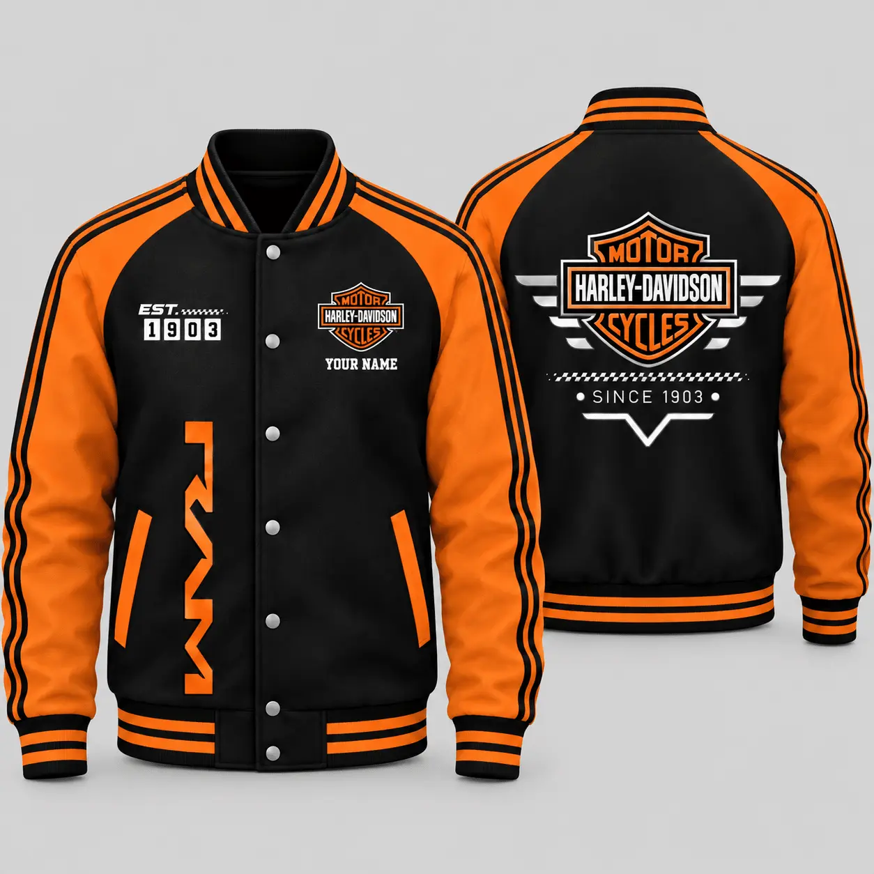 Harley-Davidson | Black Gray Raglan Baseball Jacket