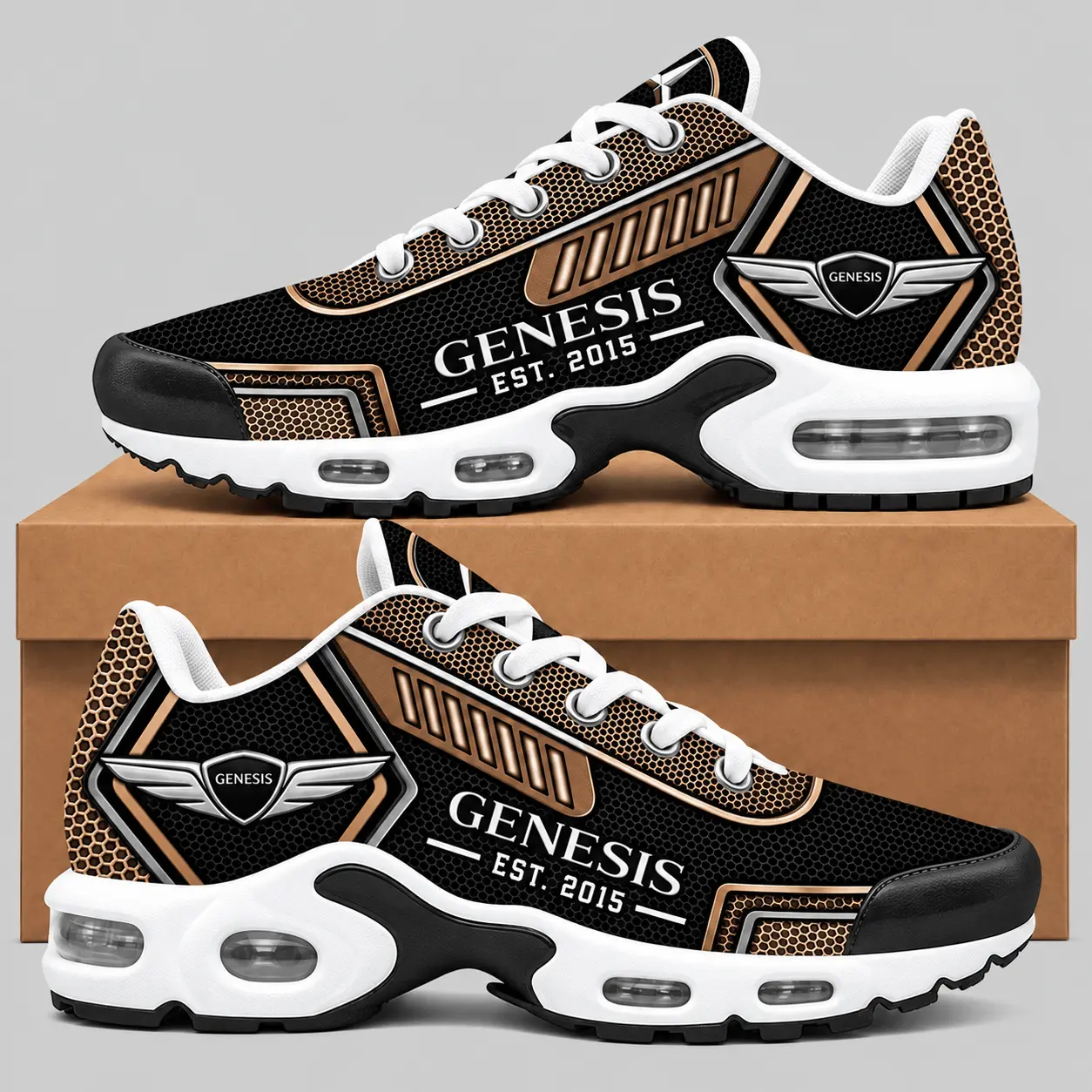 Genesis | Black Silver Honeycomb Air Max Shoes