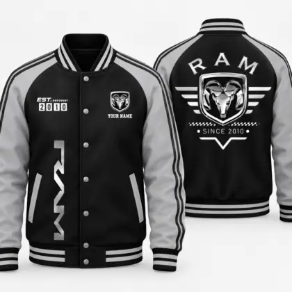 Ram | Black Gray Raglan Baseball Jacket