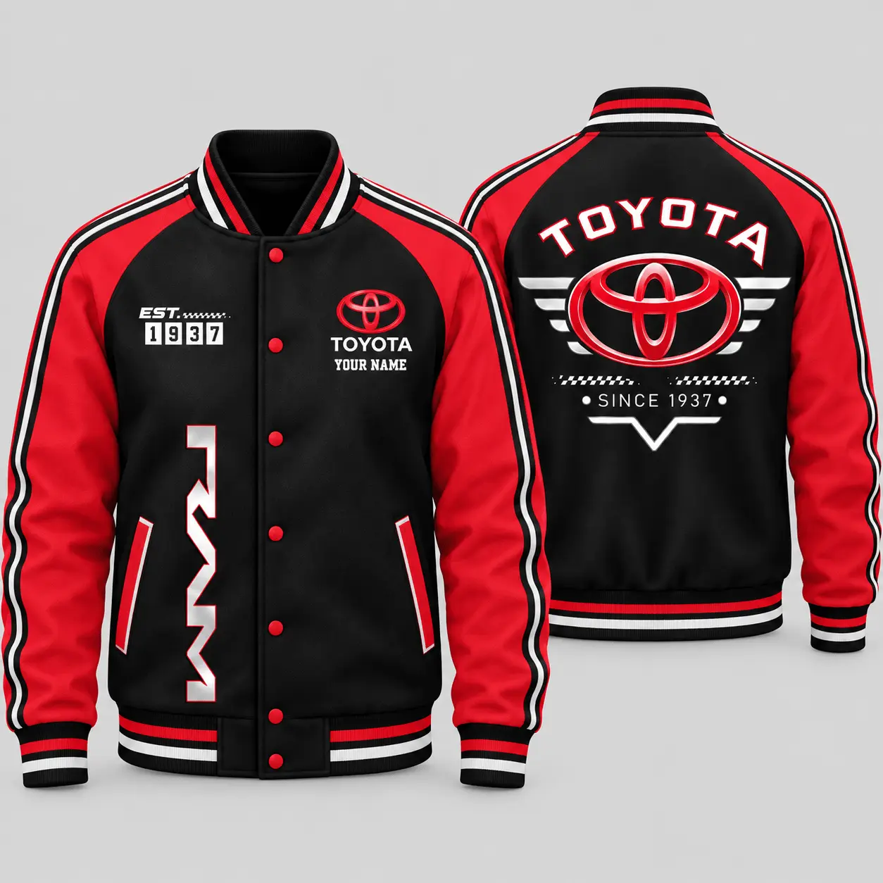 Toyota | Black Gray Raglan Baseball Jacket