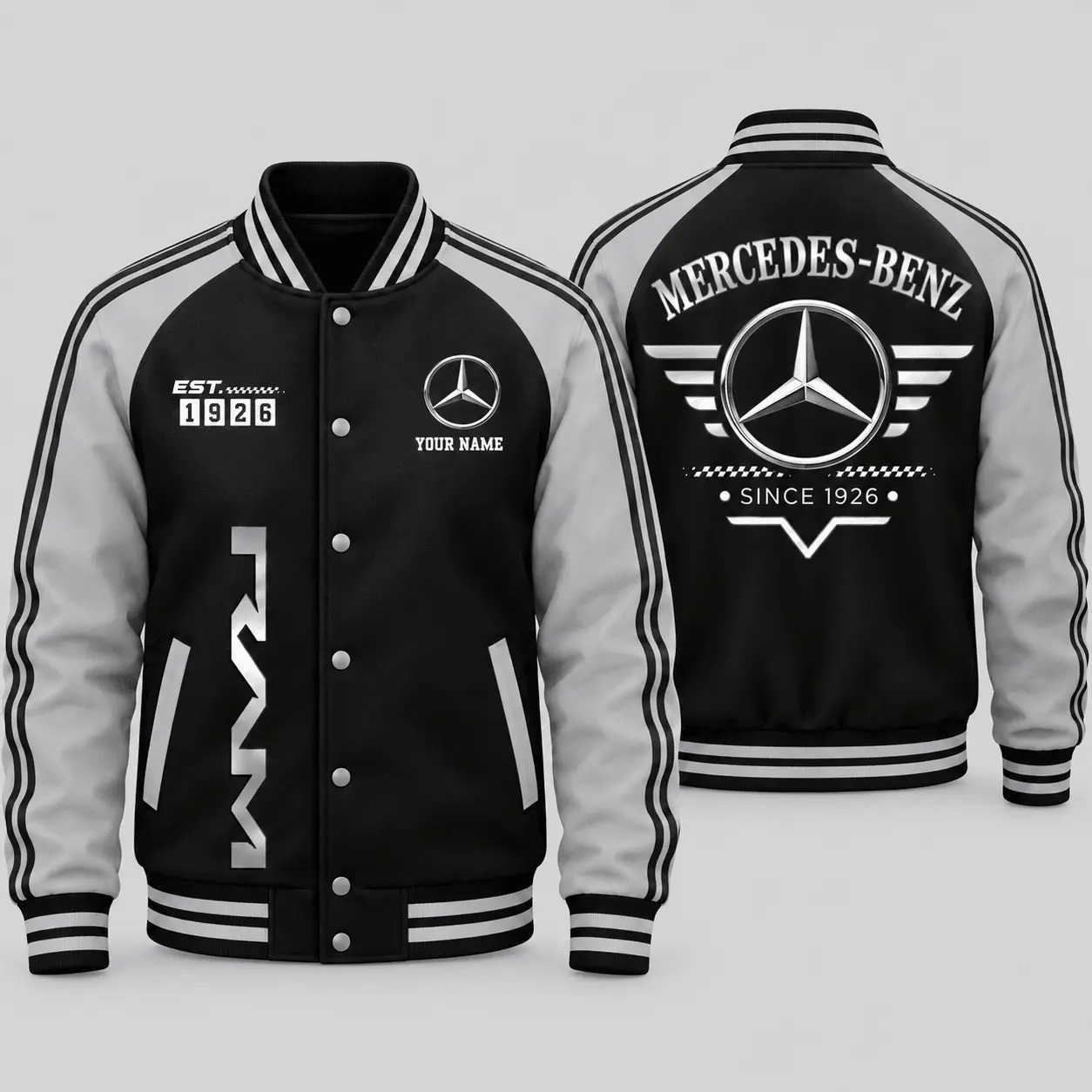 Mercedes-Benz | Black Gray Raglan Baseball Jacket