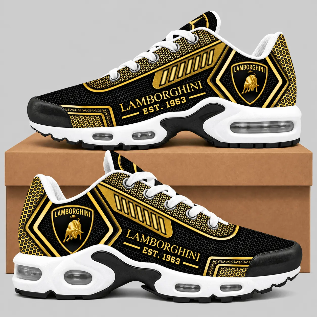Lamborghini | Black Silver Honeycomb Air Max Shoes