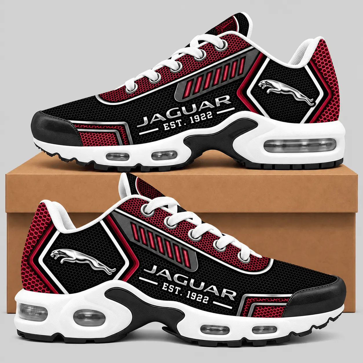 Jaguar | Black Silver Honeycomb Air Max Shoes