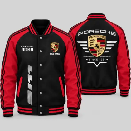 Porsche | Racing Stripe Crest Baseball Jacket