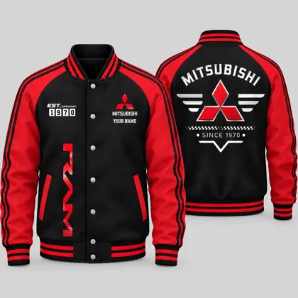 Mitsubishi | Black Gray Raglan Baseball Jacket