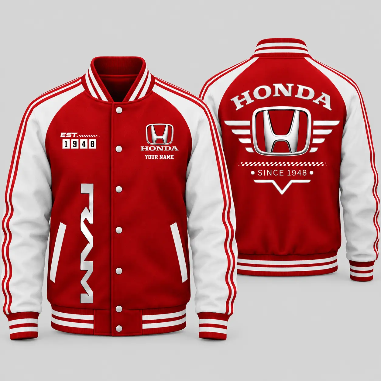 Honda | Black Gray Raglan Baseball Jacket