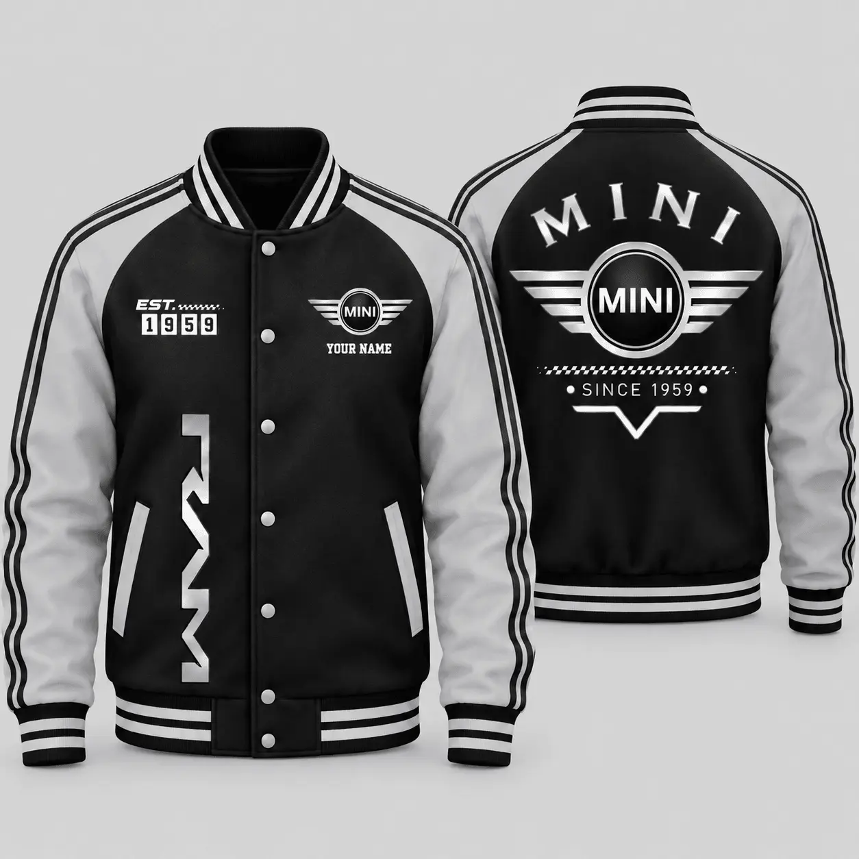 Mini | Black Gray Raglan Baseball Jacket