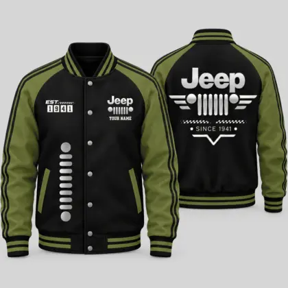 Jeep | Black Gray Raglan Baseball Jacket