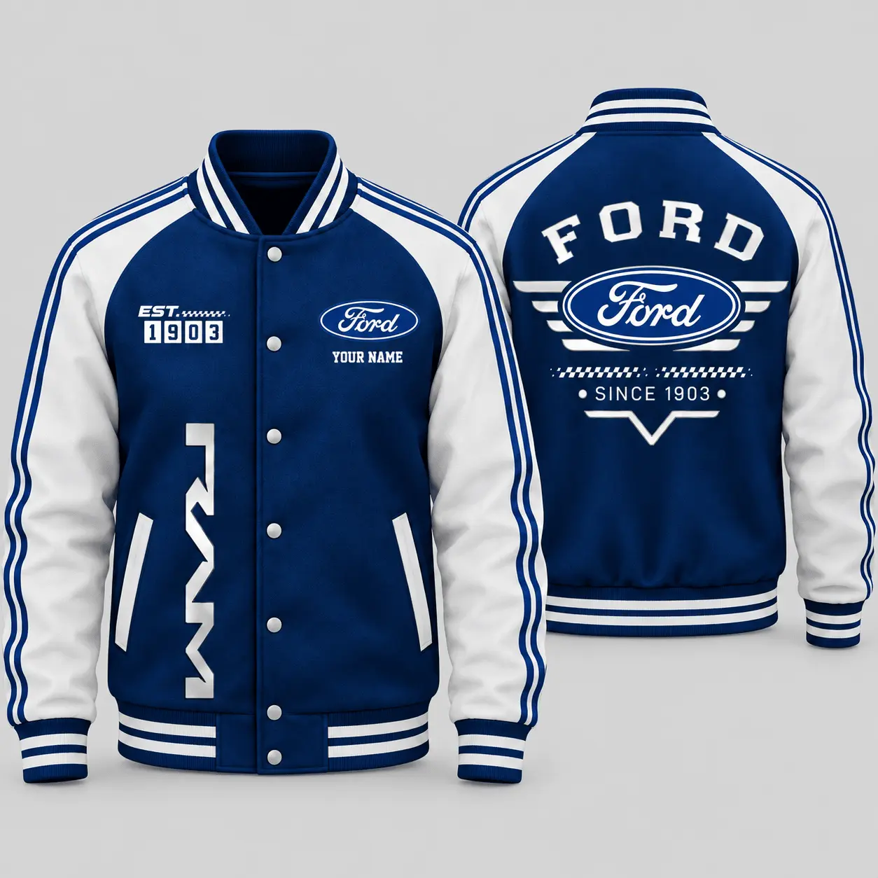 Ford | Black Gray Raglan Baseball Jacket