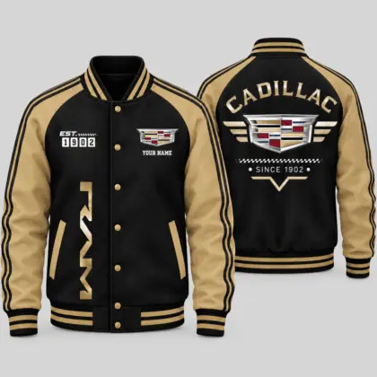 Cadillac | Racing Stripe Crest Baseball Jacket