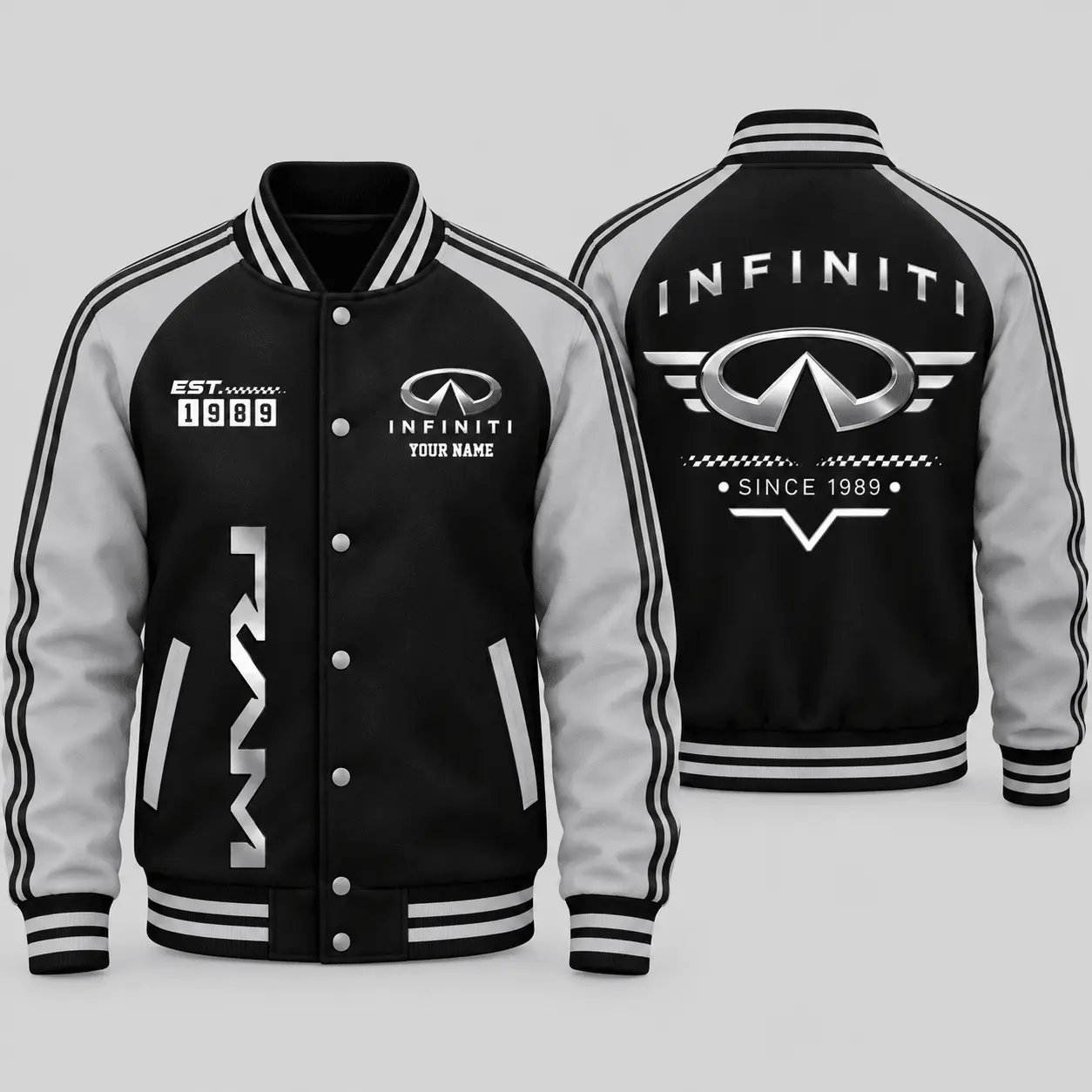 Infiniti | Black Gray Raglan Baseball Jacket