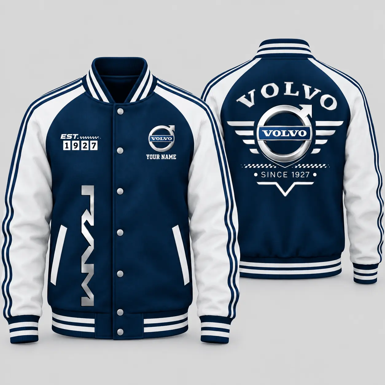 Volvo | Black Gray Raglan Baseball Jacket