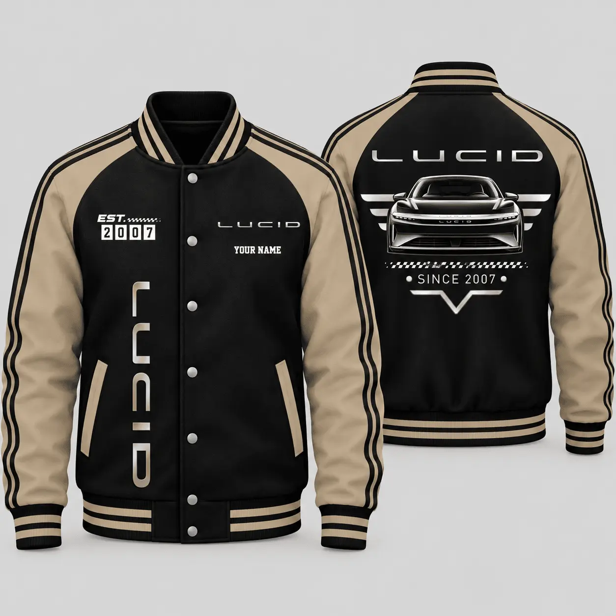 Lucid | Black Gray Raglan Baseball Jacket