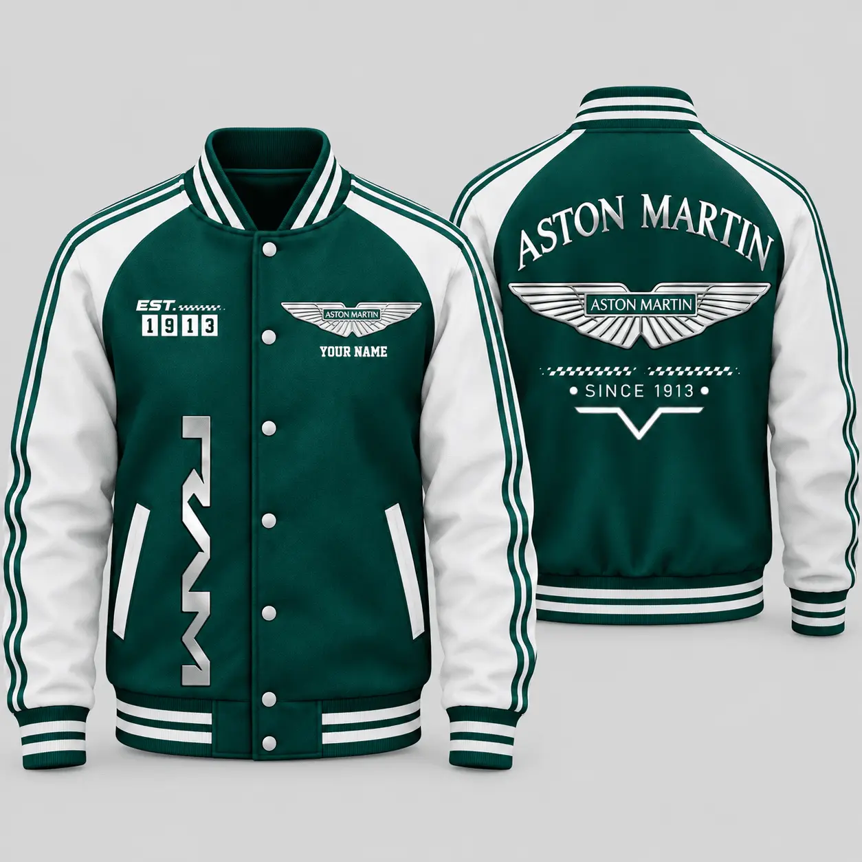 Aston Martin | Black Gray Raglan Baseball Jacket