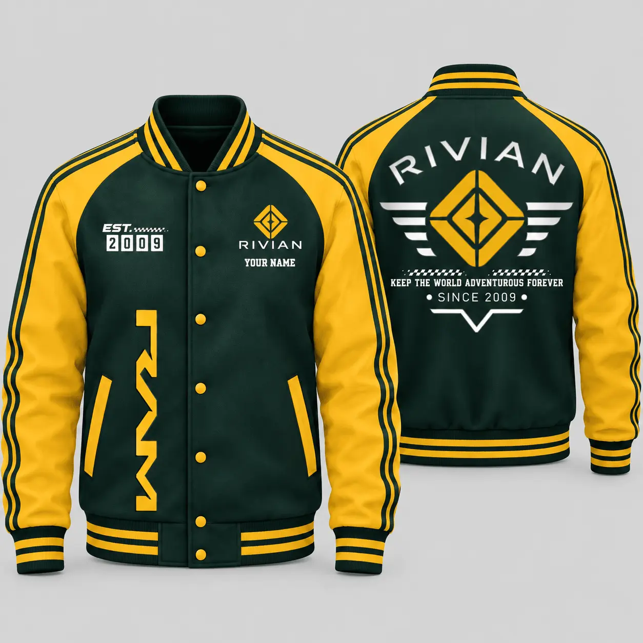 Rivian | Black Gray Raglan Baseball Jacket