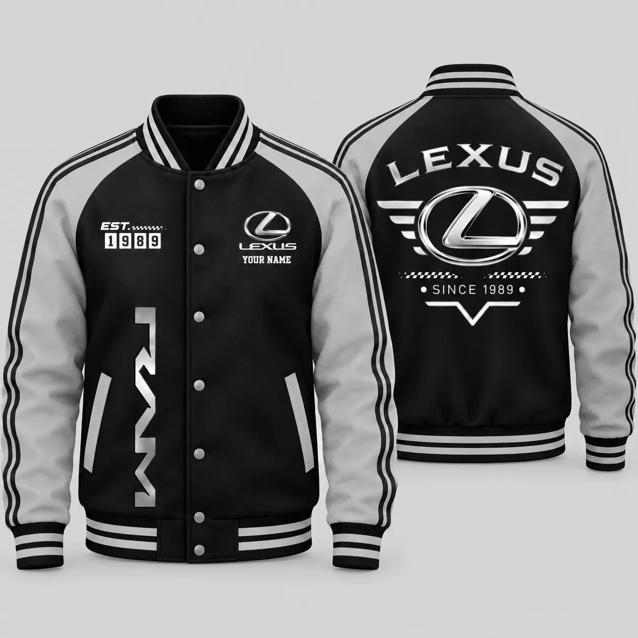 Lexus | Black Gray Raglan Baseball Jacket