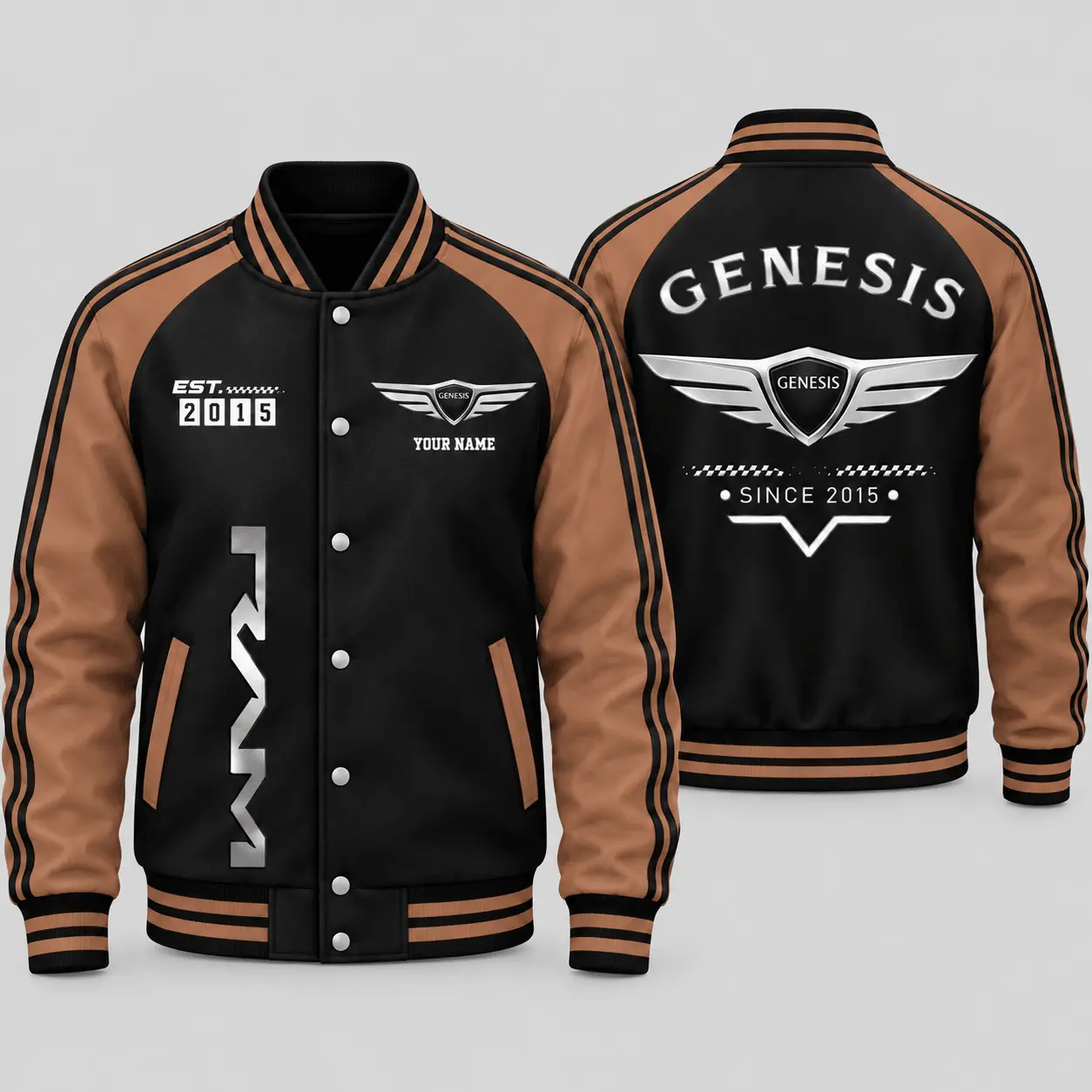 Genesis | Black Gray Raglan Baseball Jacket