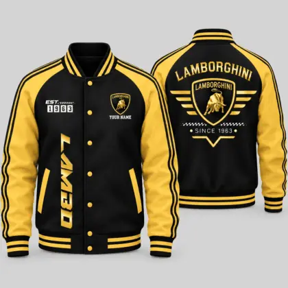 Lamborghini | Black Gray Raglan Baseball Jacket