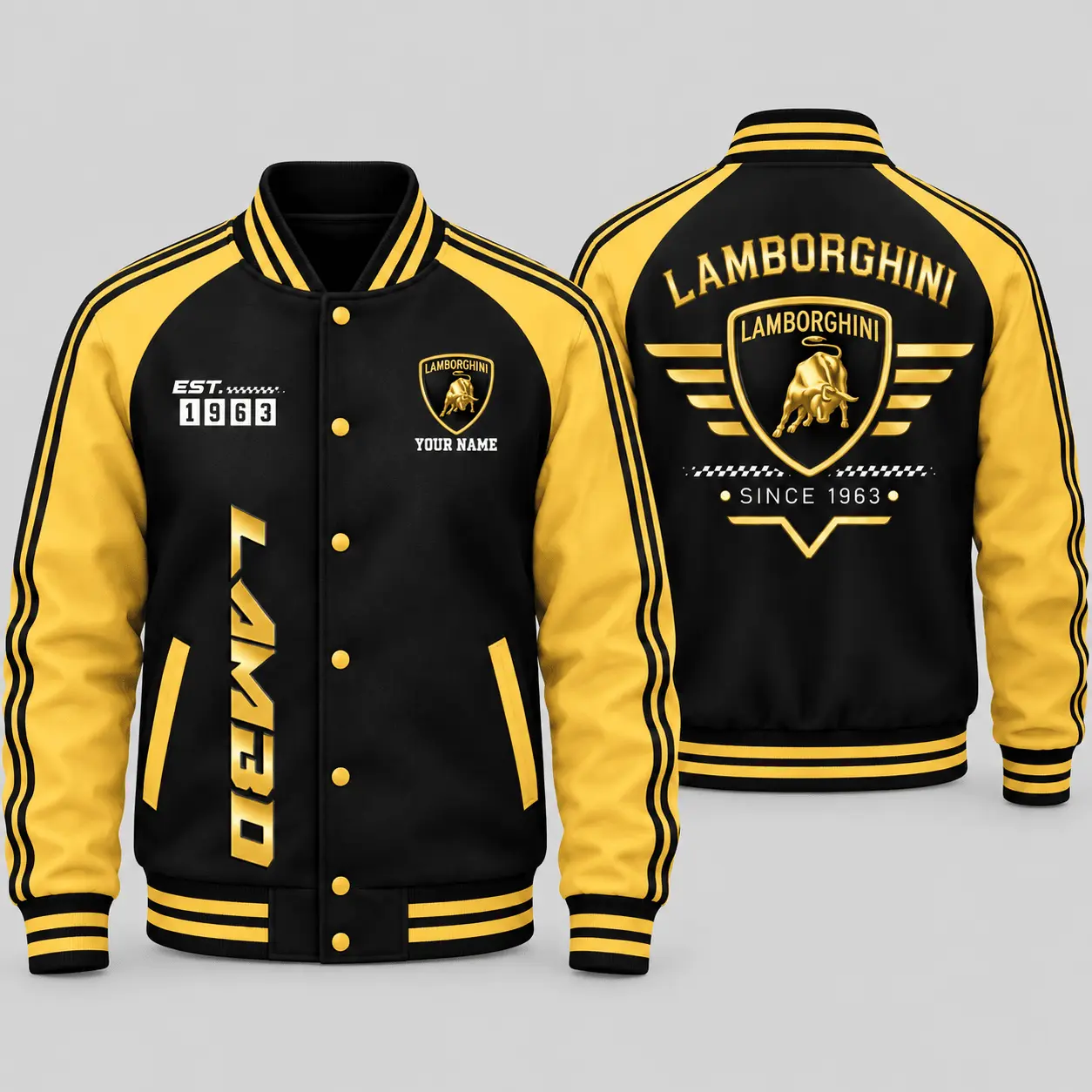 Lamborghini | Black Gray Raglan Baseball Jacket