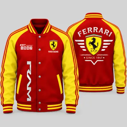 Ferrari | Black Gray Raglan Baseball Jacket