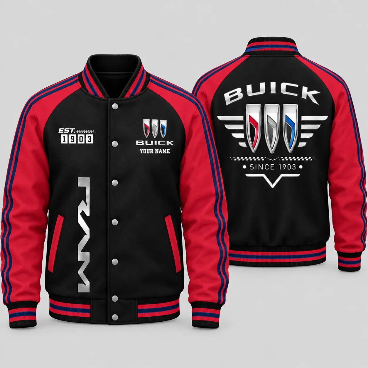 Buick | Black Gray Raglan Baseball Jacket