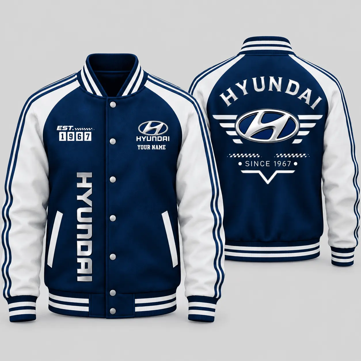 Hyundai | Black Gray Raglan Baseball Jacket