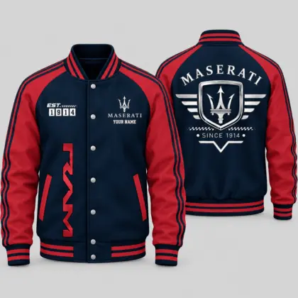 Maserati | Black Gray Raglan Baseball Jacket