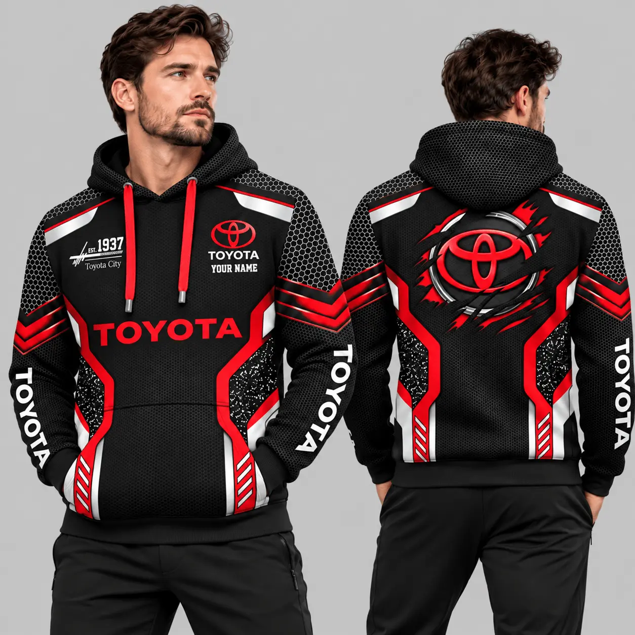 Toyota | Black Silver Honeycomb Armor Hoodie