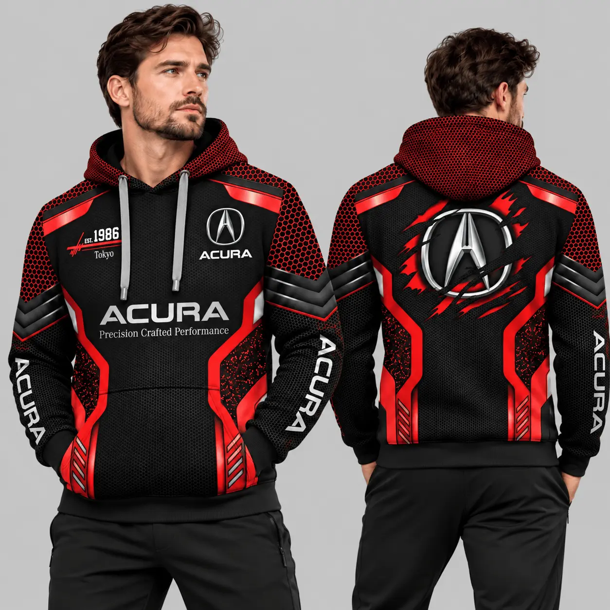 Acura | Black Silver Honeycomb Armor Hoodie