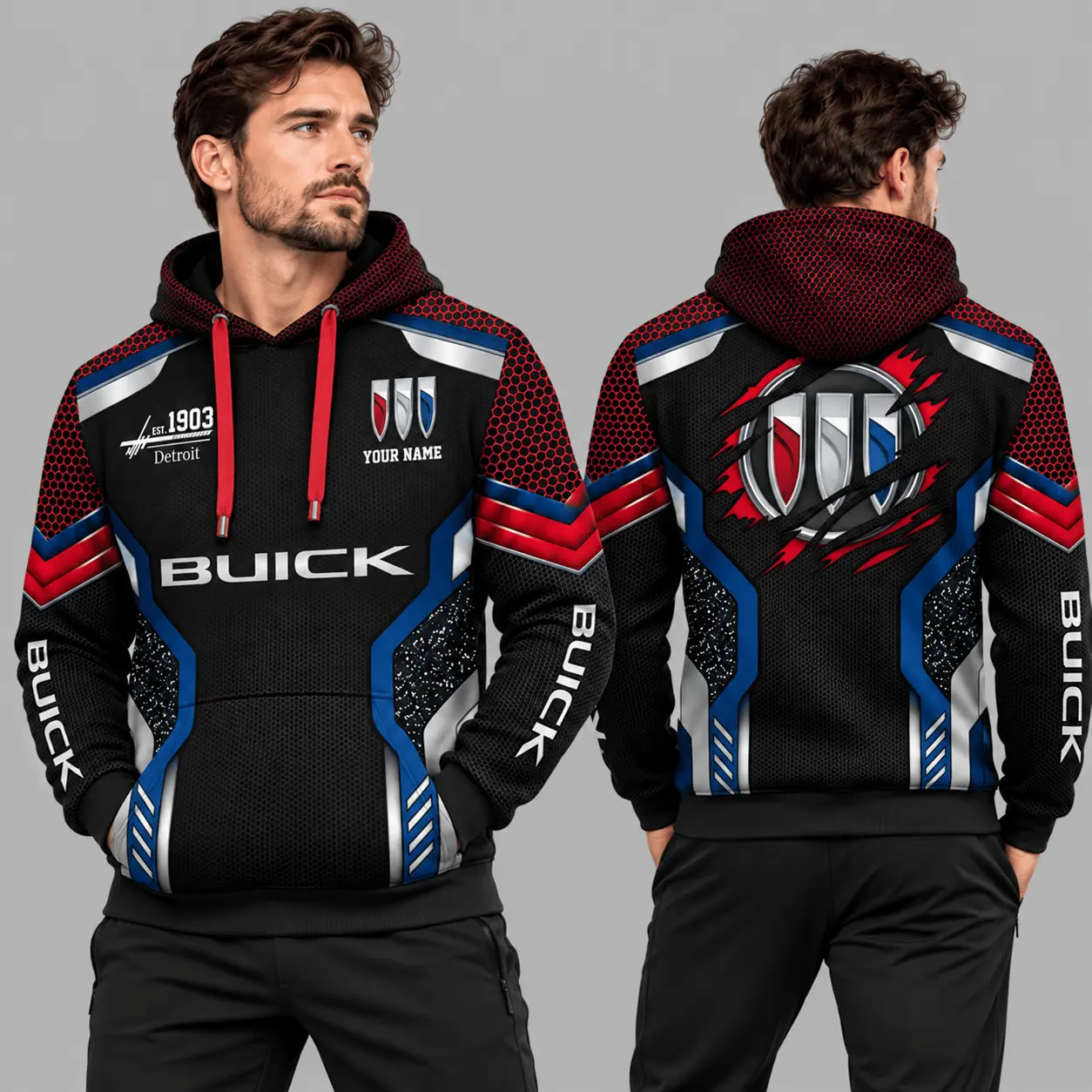 Buick | Black Silver Honeycomb Armor Hoodie