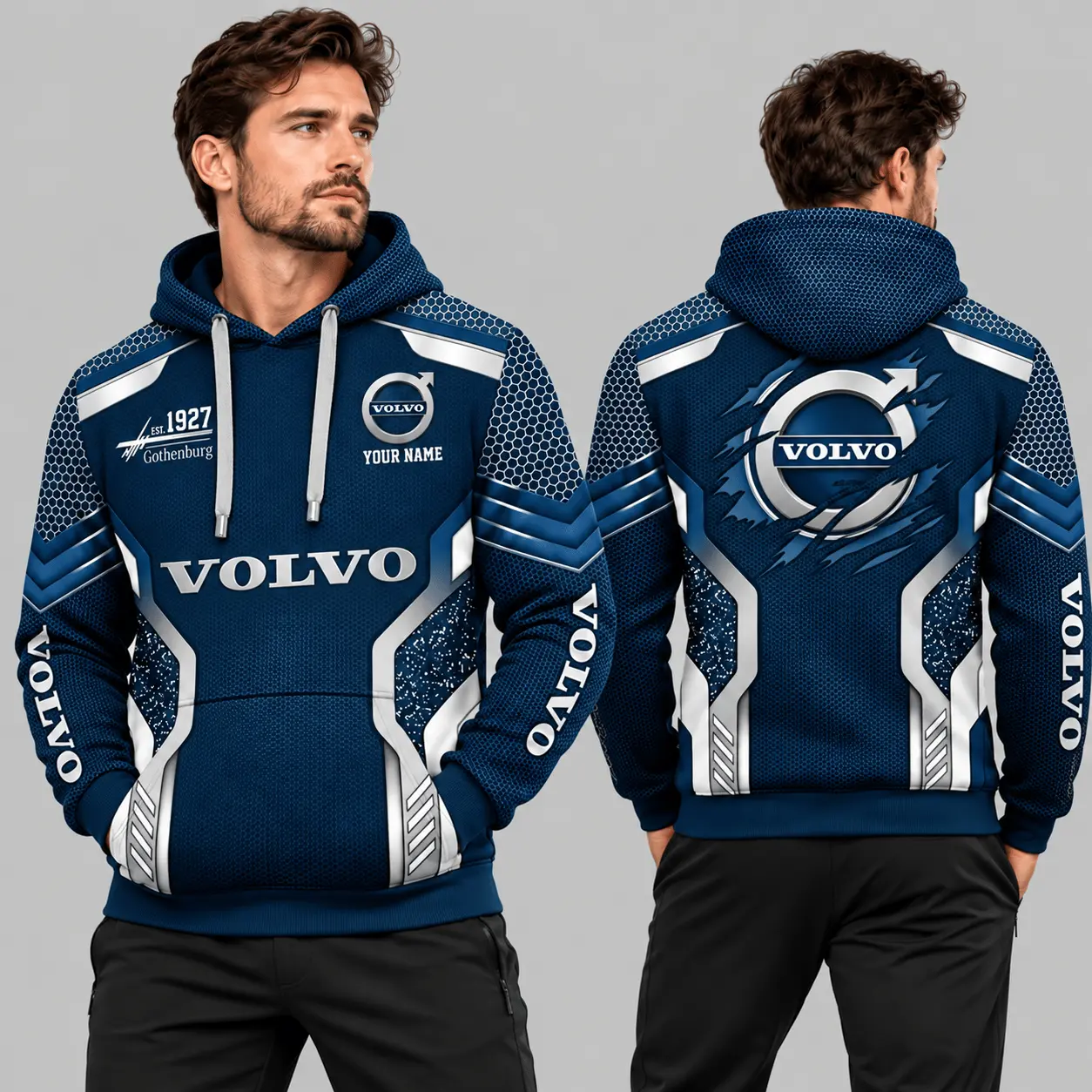 Volvo | Black Silver Honeycomb Armor Hoodie