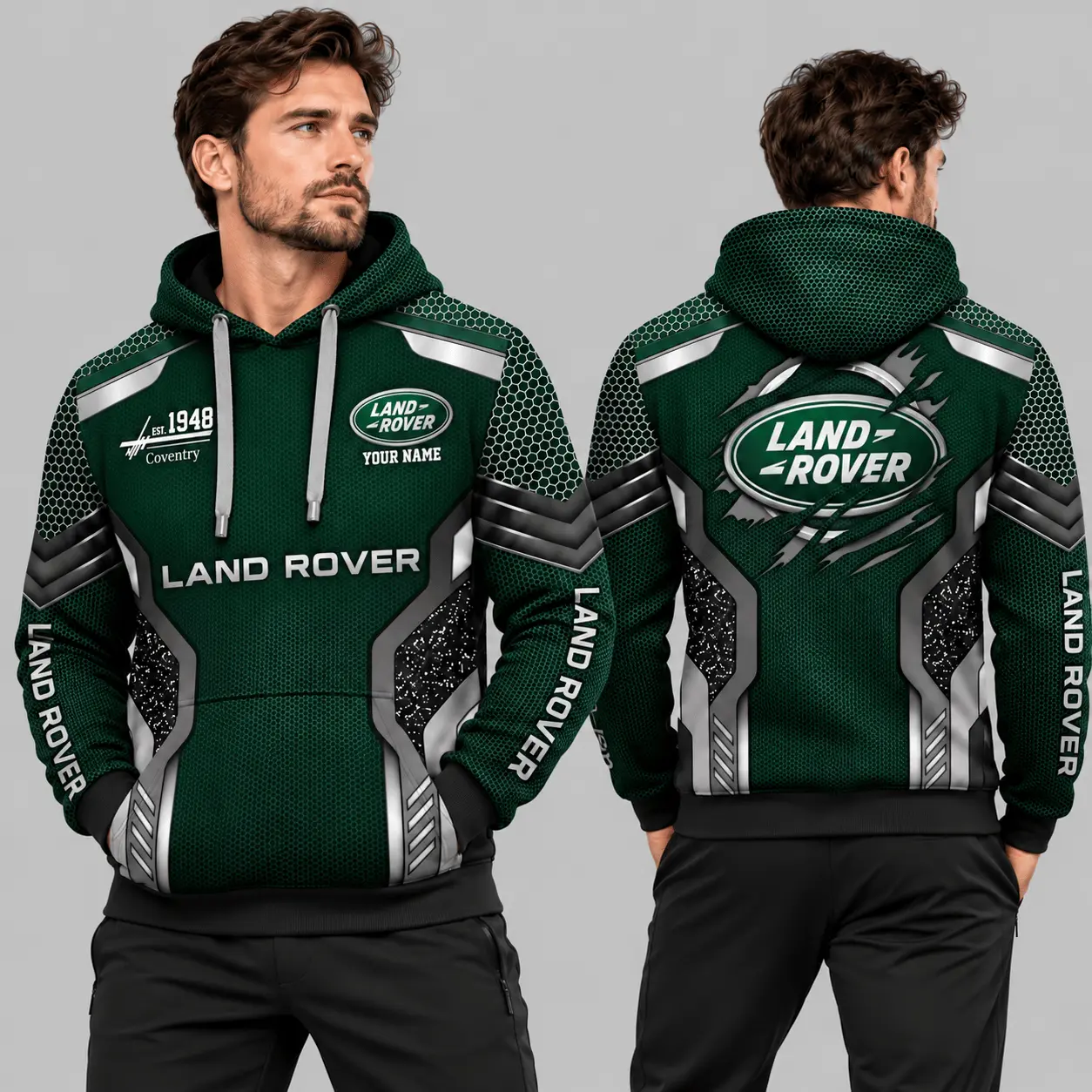 Land Rover | Black Silver Honeycomb Armor Hoodie