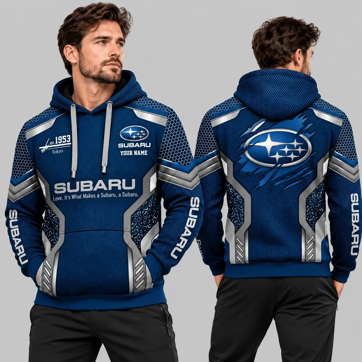 Subaru | Black Silver Honeycomb Armor Hoodie