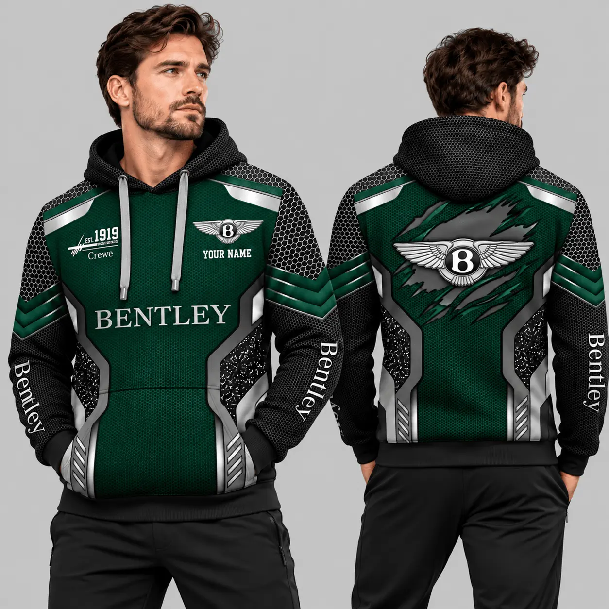 Bentley | Black Silver Honeycomb Armor Hoodie