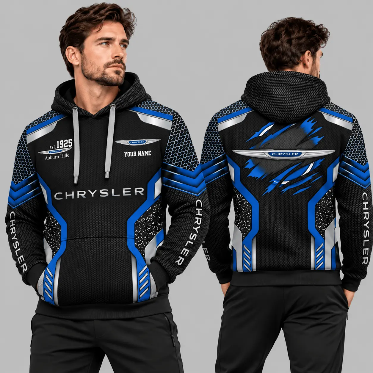 Chrysler | Black Silver Honeycomb Armor Hoodie