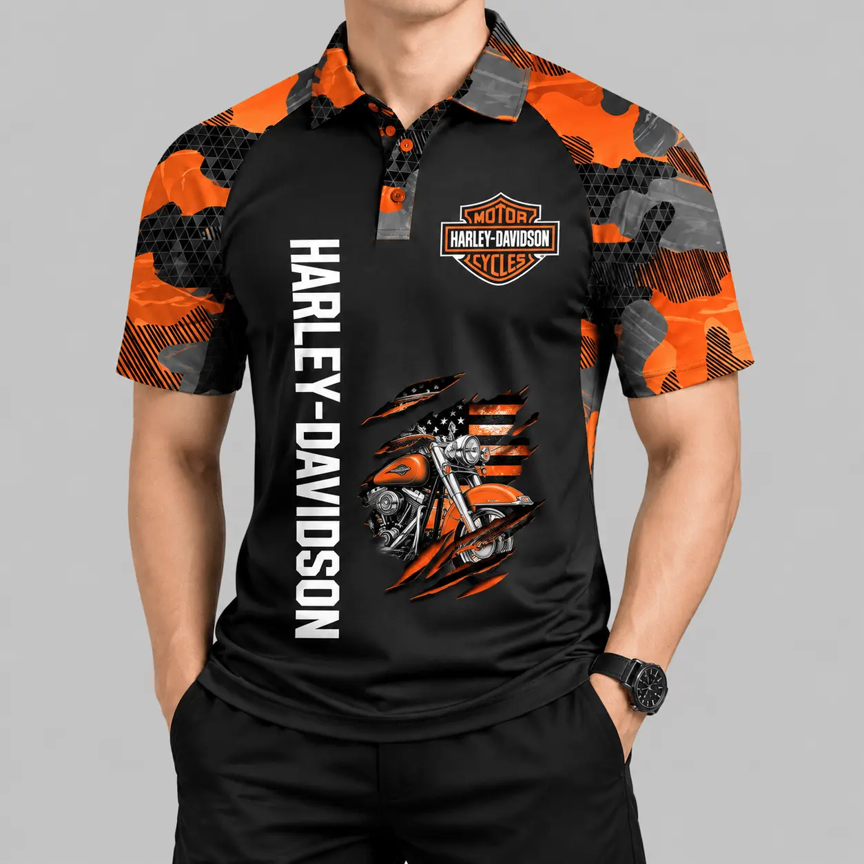 Harley-Davidson | Olive Camo Raglan Sleeve Polo