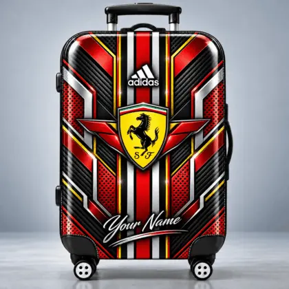 Ferrari | Futuristic Carbon Fiber Racing Stripe Personalized Protective Luggage Cover