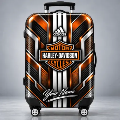 Harley-davidson | Futuristic Carbon Fiber Racing Stripe Personalized Protective Luggage Cover